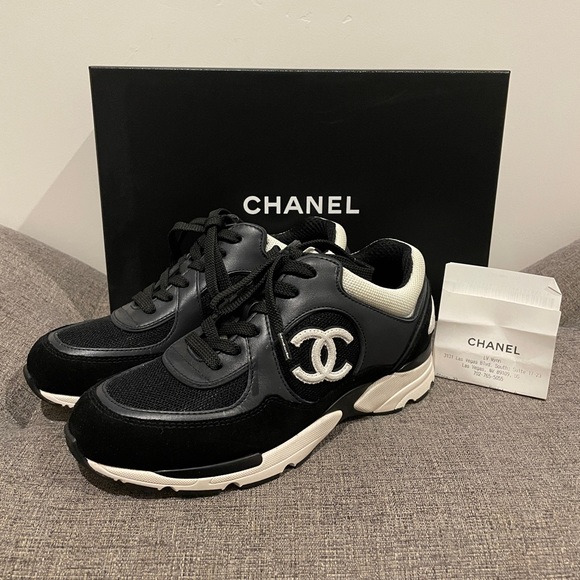 CHANEL Shoes - Chanel Black and White Sneakers, Size 36.5